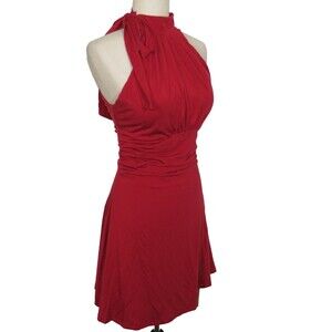 OGL Soft Stretchy Side Ruched Halter Neck Built In Bra Dress Size Medium